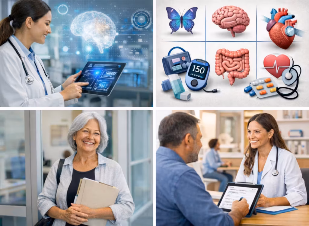 Medical staff, in research, and patient sign-up.