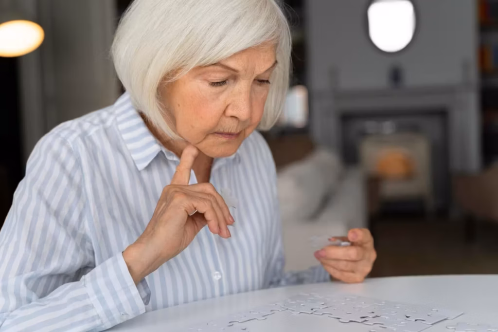 Dementia Patient solving puzzle